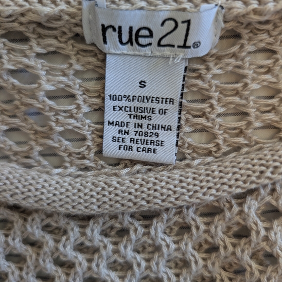 Vintage Y2K Womens Small Beige Crochet Butterfly Sweater Cottage Coquette Boho - Picture 6 of 6